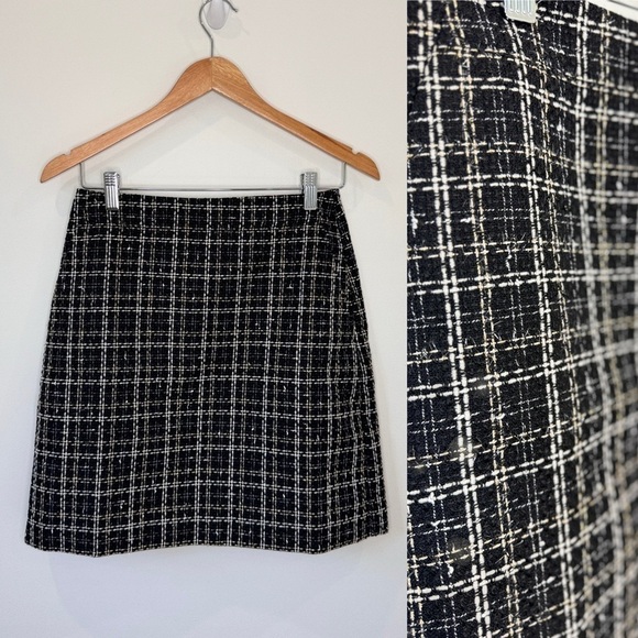 LOFT Gold Black and White Mini Skirt (Sz 0) - Picture 1 of 7